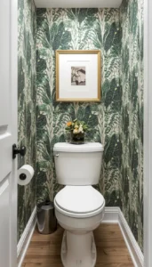 Use Wallpaper to Add Style in a Small Water Closet