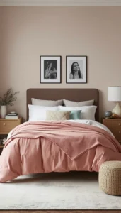 Use blush pink bedding with neutral colors