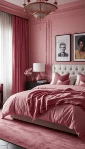 Use dark pink with white or cream