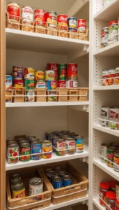 Use tiered risers for canned goods