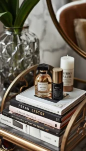 Use trays for perfumes books or candles