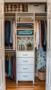 Use wallpaper or stickers inside closet