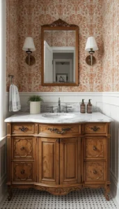 Vintage Style Powder Room Vanity