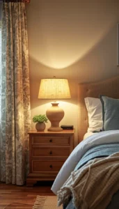 Add Bedside Lamps with Fabric Shades