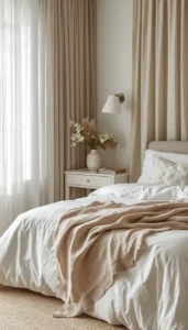 Combine Curtains with Soft Bedding