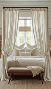 Drape Curtains Evenly Around the Bed