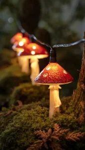 Use String Lights with Mushroom Covers