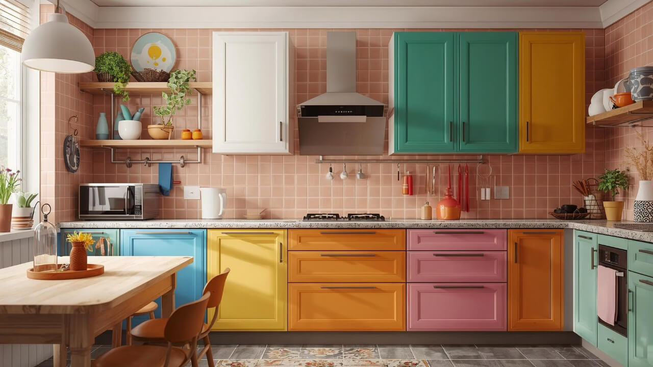 colorful kitchen cabinets