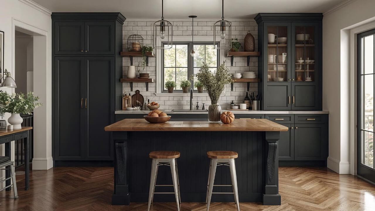 dark cottagecore kitchen