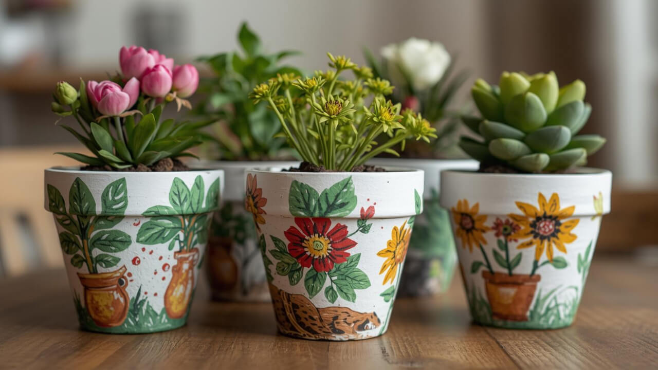 easy flower pot painting ideas