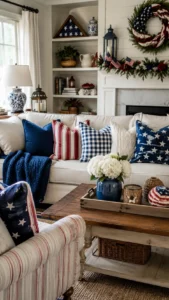 Add Red White and Blue Pillows
