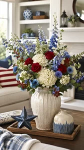 Choose Muted Red and Soft Blue Flowers