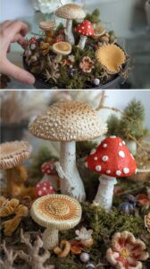 Clay Mushroom Sculptures for Handmade Charm