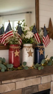 Create Mason Jar Flag Vases