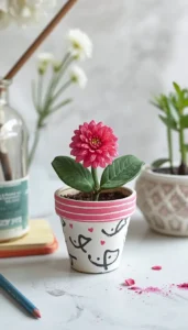 Cute Mini Flower Pot Painting Ideas for Playful Decor