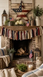 Farmhouse Patriotic Mantle Ideas for a Cozy Rustic Look