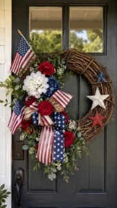 Farmhouse Patriotic Wreaths for a Warm Rustic Entry