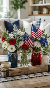 Group Jars with Flags and Greenery