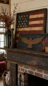 Layer Aged Flags with Wooden Signs