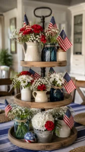 Mix Small Jars with Flowers and Flags