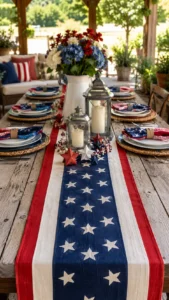 Outdoor Patriotic Table Runner Ideas for Patio and Picnic Tables
