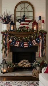 Patriotic Garland and Banner Ideas for the Mantle