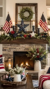 Patriotic Mantle Decor for a Beautiful Fireplace Display