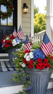 Place Small Flags Inside Porch Flowers