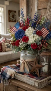 Rustic Patriotic Flower Arrangements with Country Style