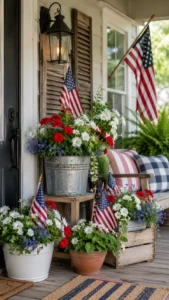 Style Planters with Flags and Flowers