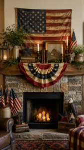 Vintage Americana Patriotic Mantle Styling