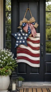 Wooden Patriotic Door Hangers for a Classic Front Door Look