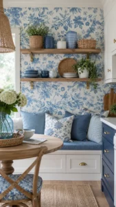 Blue Wallpaper Ideas for Kitchens and Dining Nooks