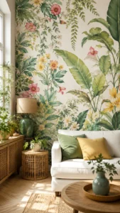 Botanical Bright Summer Wallpaper for a Nature Inspired Room
