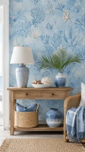 Coastal Blue Summer Wallpaper for a Breezy Room Look