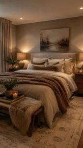 Cozy Bedroom Interior Design with Layered Comfort