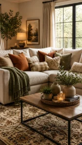 Layer Sofas with Pillows and Throws