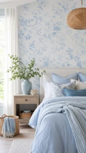 Pastel Blue Summer Wallpaper for a Light Airy Space