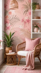 Peel and Stick Pink Summer Wallpaper for Easy Room Updates
