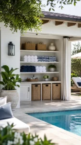 Pool House and Cabana Towel Storage Ideas