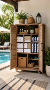 Pool Towel Storage Cabinet Ideas for a Neat Poolside Station