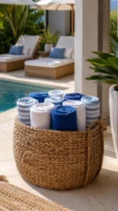 Roll Towels in a Large Woven Basket