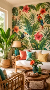 Tropical Bright Summer Wallpaper for a Vacation Inspired Interior