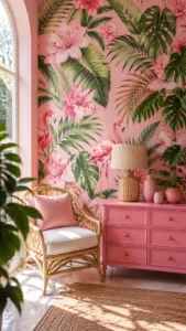 Tropical Pink Summer Wallpaper for a Bold Vacation Feel