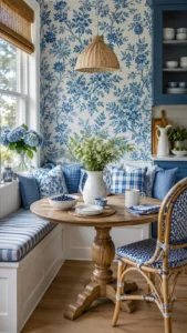 Use Blue Prints in a Breakfast Nook