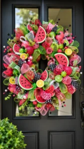 Watermelon and Fruit Deco Mesh Wreaths for Playful Summer Style