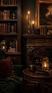 Candlelit Gothic Library Decor With Storied Elegance