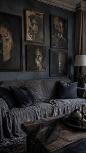Portrait Restoration Living Room With Faces Beneath the Paint