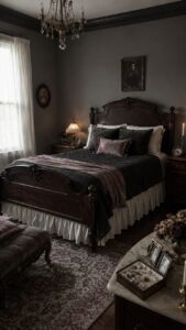 Victorian Mourning Bedroom Decor With Poetic Black Details