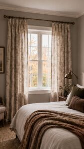 Finish Curtains With Darkened Brass Hardware